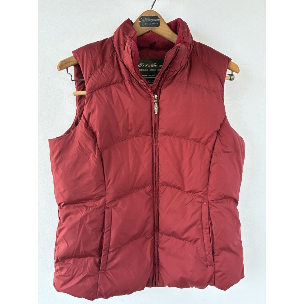 Eddie Bauer Premium Goose Down Red Vest Womens Medium